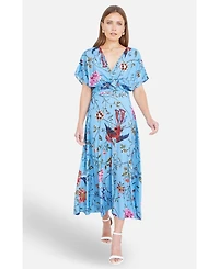 Yumi Women's Bird And Floral Print Midi Dress