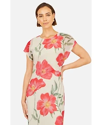 Yumi Women's Poppy Print Midi Mesh Dress