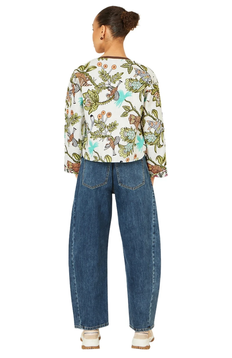 Yumi Women's Print Reversible Cotton Jacket