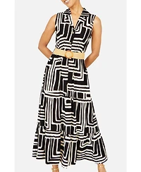 Yumi Women's Geo Print Midi Shirt Dress