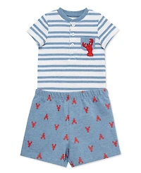 Little Me Baby Boys' Striped Short-Sleeve Bodysuit and Shorts, 2-Piece Set
