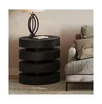 Jofran Brix Mid-Century Modern Floating Sculpture Layered Round End Table