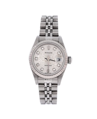 Pre-Owned Rolex Oyster Perpetual Datejust Automatic Watch in Stainless Steel and White Gold with Diamond Markers 26mm