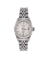 Pre-Owned Rolex Oyster Perpetual Datejust Automatic Watch in Stainless Steel and White Gold with Diamond Markers 26mm