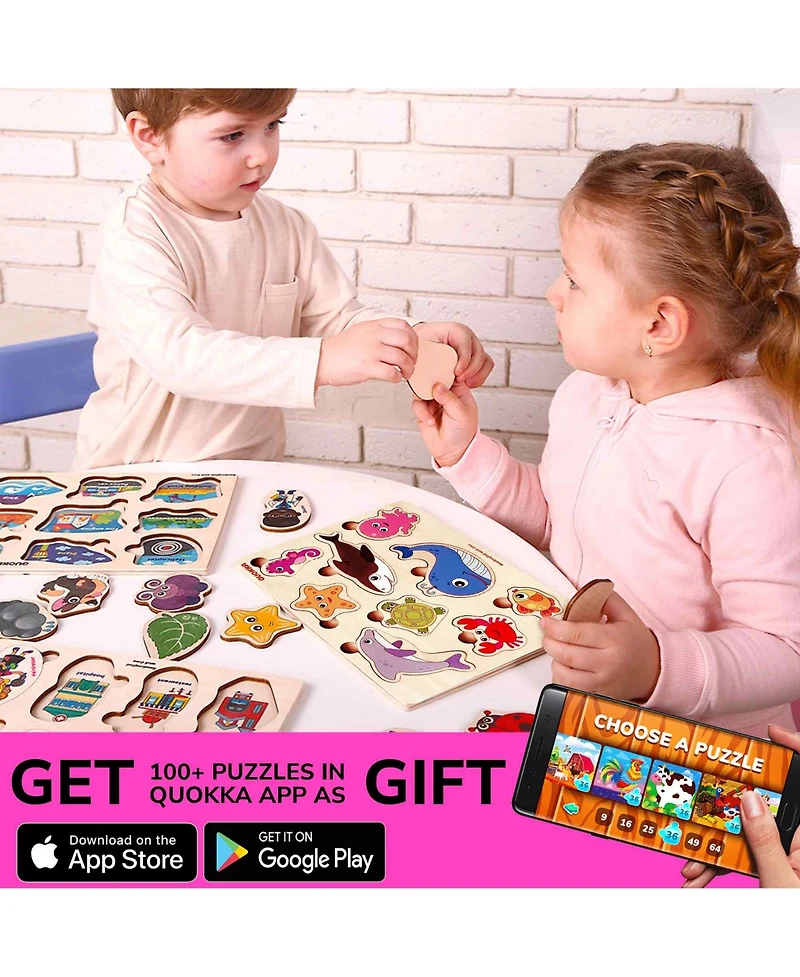 Quokka Wooden Puzzles for Toddlers 1-2 – Pegged Puzzles Animal Sea