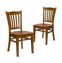 Emma+Oliver 2 Pack Vertical Slat Back Wooden Restaurant Chair