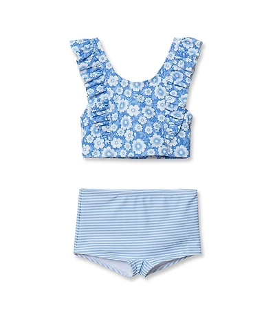 Lands' End Girls Chlorine Resistant Ruffle Tankini Swimsuit Set