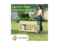 Slickblue Portable Wooden Raised Garden Bed with Legs and Wheels