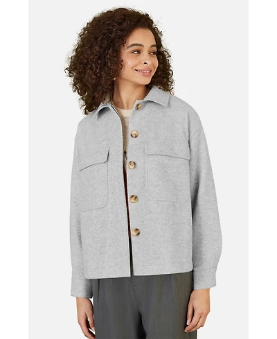 Yumi Women's Textured Finish Patch Pocket Shacket