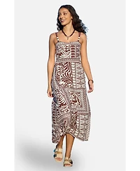 Yumi Women's Beaded Print Midi Dress