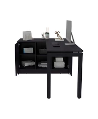 Fm Furniture Elfrida Desk, Two Open Storage Shelves, Wenge