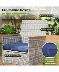 Gymax 9 Pieces Patio Pe Wicker Dining Set Outdoor Acacia Wood Table & Chairs