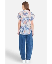 Yumi Women's Cotton Paisley Print Tie Knot Shirt