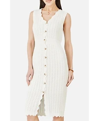 Yumi Women's Cotton Scallop Crochet Knitted Dress