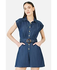 Yumi Women's Chambray Cotton Playsuit