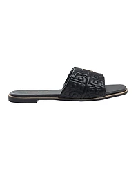 bebe Women's Fashion Sandal with Quilted Repeat Logo and Medallion