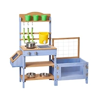 Slickblue Outdoor Wooden Mud Kitchen for Kids with Planting Box & Sink