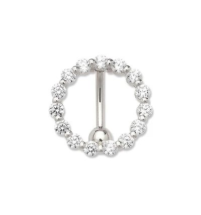Curata Jewelry Solid 14k 14g Cubic Zirconia Large Circle Top Mount Belly Button Ring