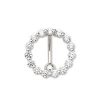 Curata Jewelry Solid 14k 14g Cubic Zirconia Large Circle Top Mount Belly Button Ring