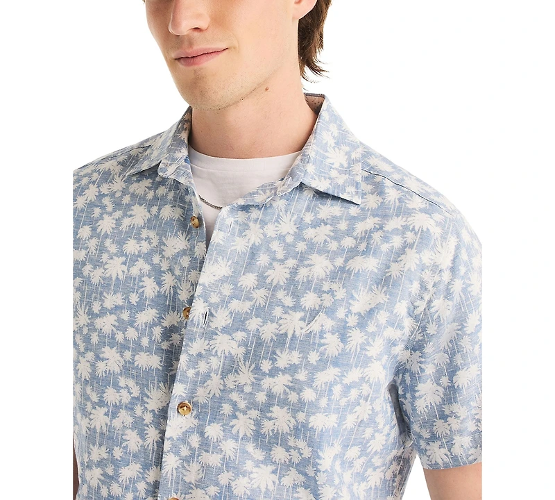 Nautica Men's Reverse Palm Tree Printed Short-Sleeve Shirt