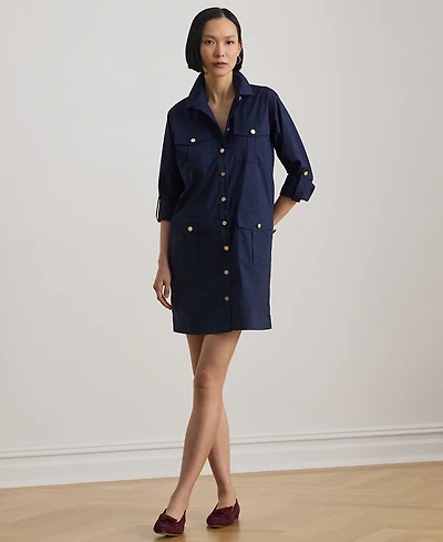 Lauren Ralph Petite Roll Tab Sleeve Shirtdress