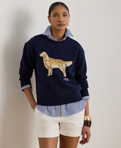 Lauren Ralph Petite Intarsia-Knit Crewneck Sweater