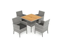 Slickblue Outdoor 5-Piece Wicker Dining Set with Acacia Wood Table