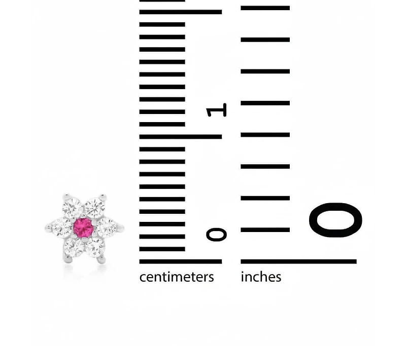 Curata Jewelry Solid 14k 3mm 20g Flower Cubic Zirconia Nose Ring