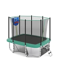 Slickblue 10x8 Ft Rectangle Outdoor Trampoline with Basketball Hoop