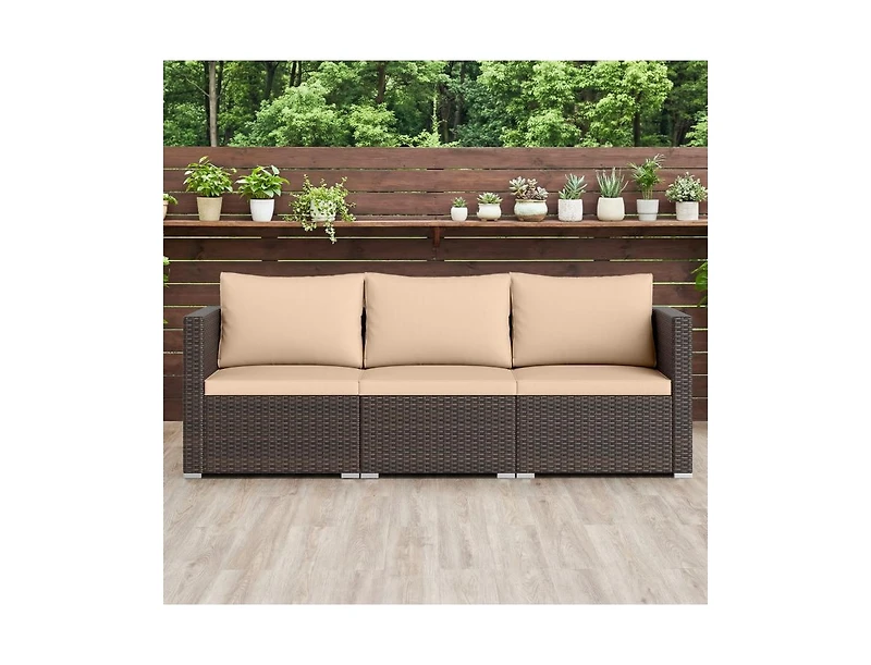 Slickblue 3-Piece Patio Sectional Sofa Set with Plush Seat Cushions