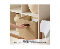 Ornavo Home 6 Pack Jute Storage Cube Bin Shelf Basket with Handles