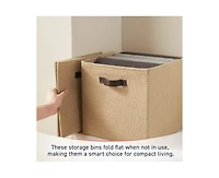 Ornavo Home 6 Pack Jute Storage Cube Bin Shelf Basket with Handles