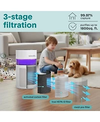 SereneLife Portable Air Purifier, Small Air Cleaner with Aroma Box, Ambient Light, 2-Speed, Timer, Sleep Mode.