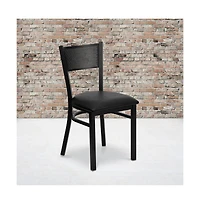 Emma+Oliver Grid Back Metal Restaurant Dining Chair