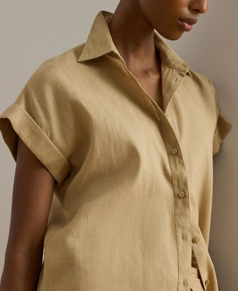 Lauren Ralph Dolman-Sleeve 100% Linen Shirt