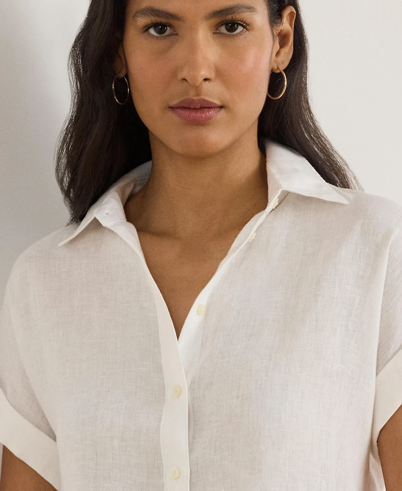 Lauren Ralph Dolman-Sleeve 100% Linen Shirt