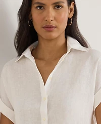Lauren Ralph Dolman-Sleeve 100% Linen Shirt