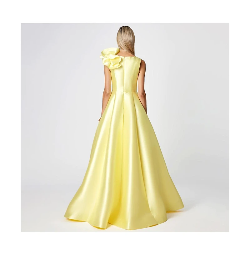 Bariano Women's Mirella V Neck Ruffle Gown