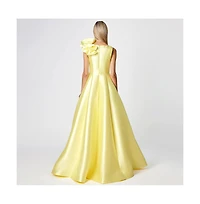 Bariano Women's Mirella V Neck Ruffle Gown