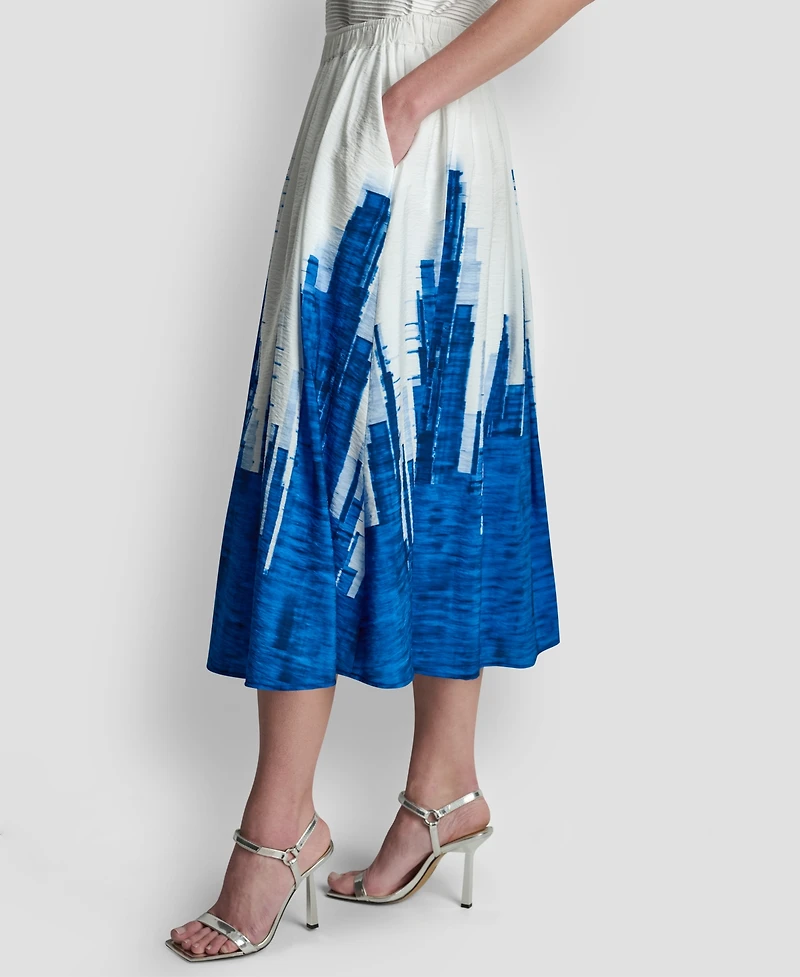 Dkny Women's Printed Abstract Pull-On Midi Skirt