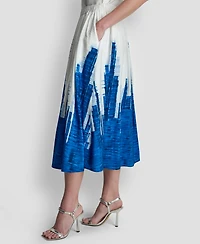 Dkny Women's Printed Abstract Pull-On Midi Skirt