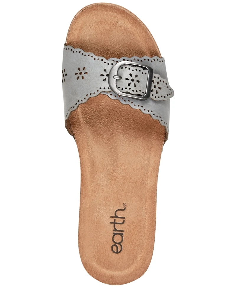 Earth Women's Haisly Leather Buckle Band Block Heel Sandals