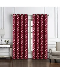 Rt Designers Collection 100% Polyester 140 Gsm Reed Embroidered Grommet Curtain Panel 54" x 90" Burgundy