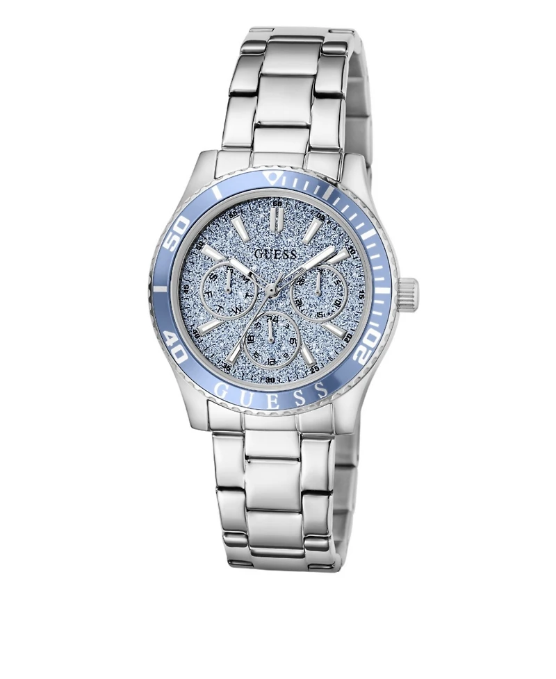 Guess Women's Silver-Tone Stainless Steel Multi-Function Watch, 36mm