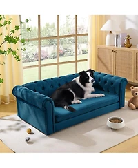 6thdruple Oversized Linen Dog Sofa, Modern Elevated Pet Bed for Large Breeds