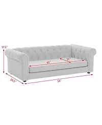 6thdruple Oversized Beige Linen Dog Sofa, Modern Elevated Pet Bed for Large Breeds