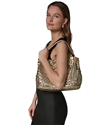 Donna Karan New York Glenwood Metallic Woven Small Shoulder Bag