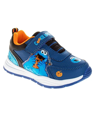 Sesame Street Kids Cookie Monster Light Up Hook & Loop Fashion Sneaker Kids' Easy Fun Character Design Play Ready Durable (Toddler)