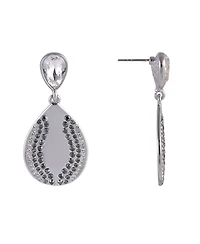 Laundry by Shelli Segal Silver Tone Teardrop Earrings with Crystal Stone Accents