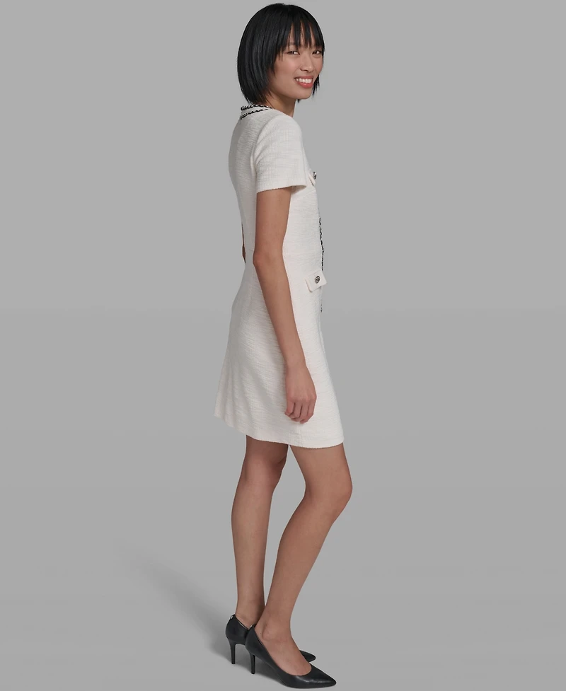 Karl Lagerfeld Paris Women's V-Neck Tweed Sheath Dress